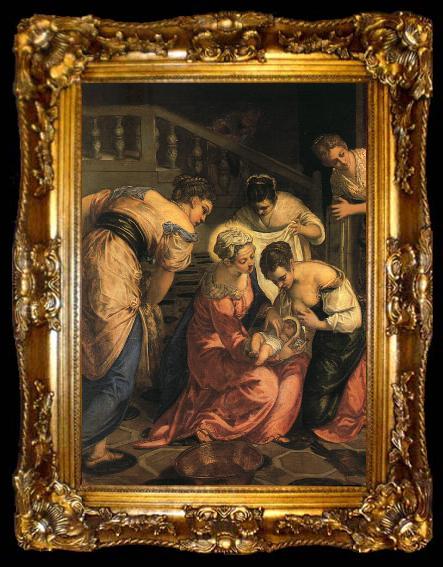 framed  TINTORETTO, Jacopo The Birth of John the Baptist, detail ar, ta009-2